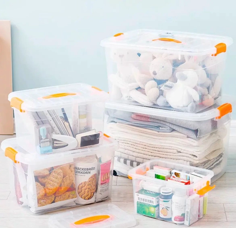 CAJA ORGANIZADORA TRANSPARENTE DE 9 LITROS CON TAPA Y ASA - 3