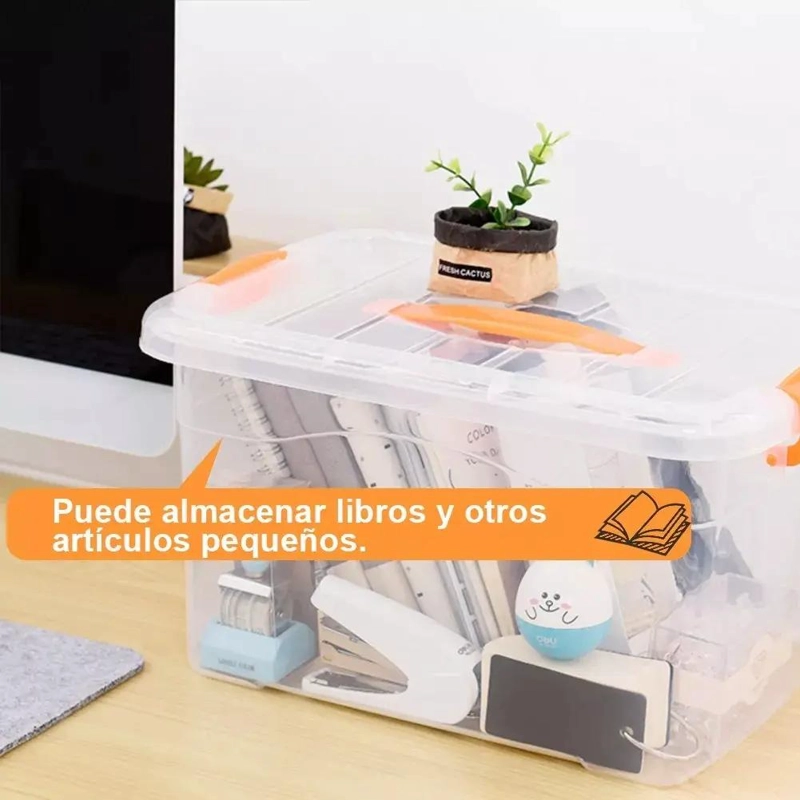 CAJA ORGANIZADORA TRANSPARENTE DE 9 LITROS CON TAPA Y ASA - 4