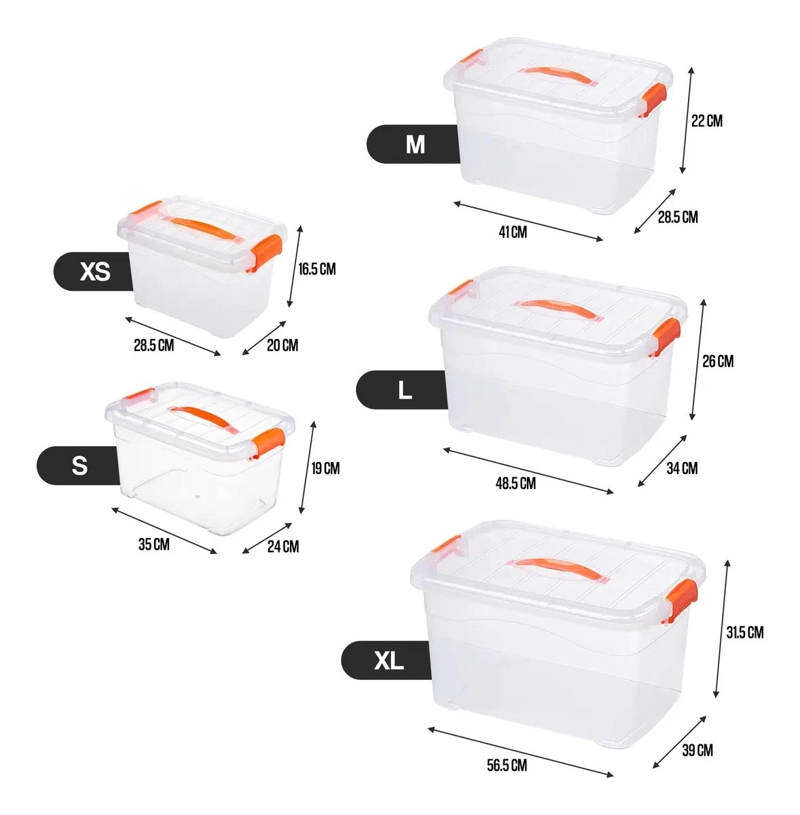 CAJA ORGANIZADORA TRANSPARENTE DE 9 LITROS CON TAPA Y ASA - 9