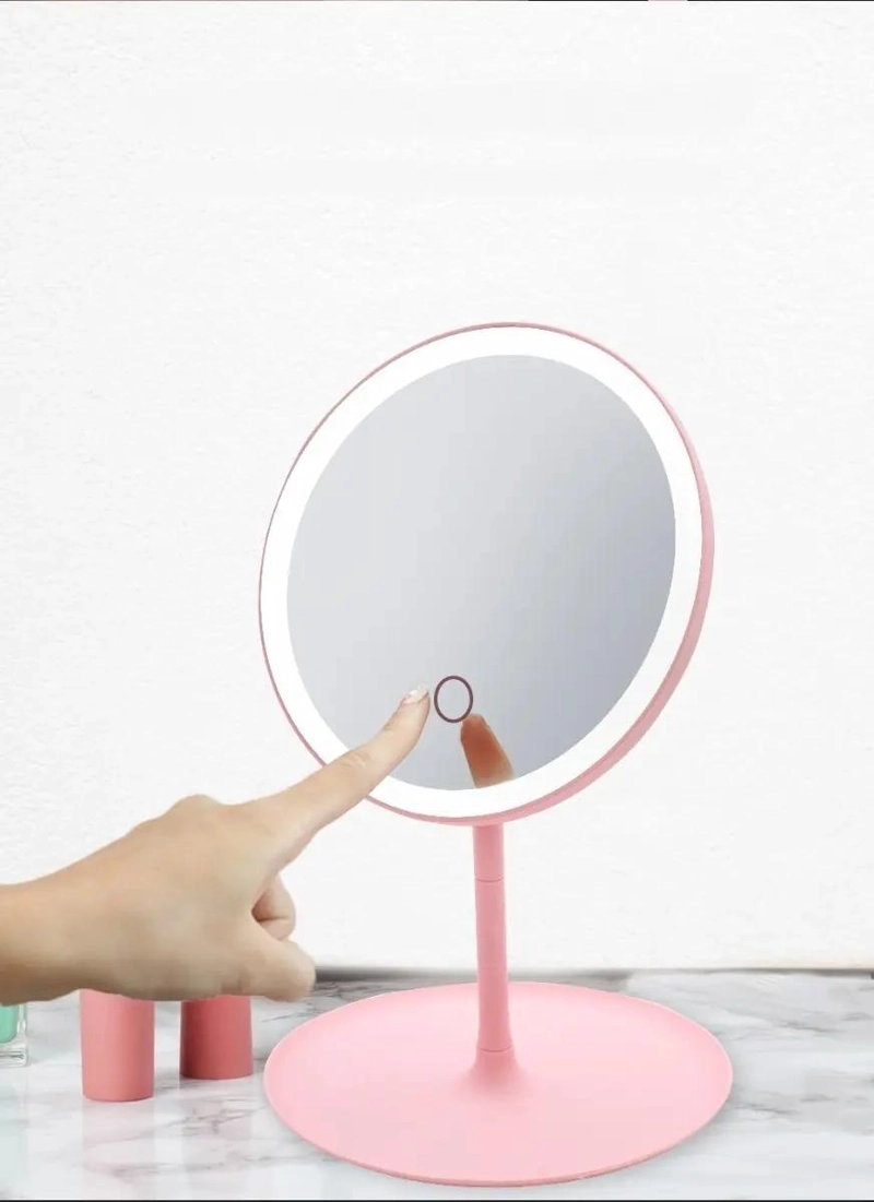 ESPEJO PLEGABLE REDONDO CON LUZ LED RECARGABLE PARA MAQUILLAJE - 3