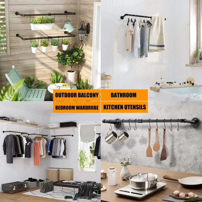 BARRA COLGADORA DE ROPA DE 92 CM PARA PARED MULTIUSO - 4