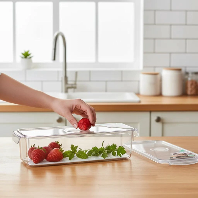 ORGANIZADOR APILABLE TRANSPARENTE CON TAPA PARA ALMACENAMIENTO - 4