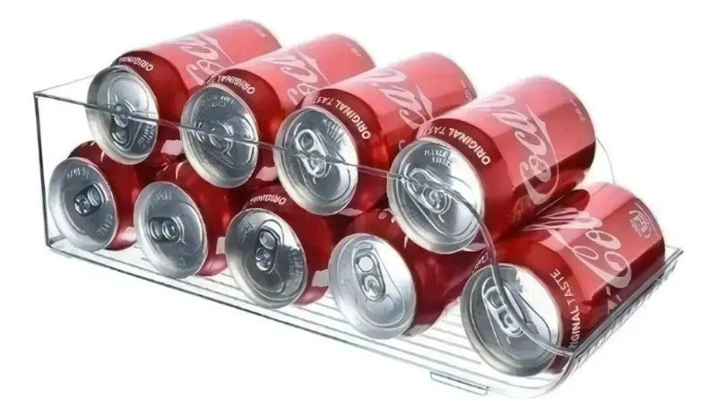 ORGANIZADOR TRANSPARENTE PARA REFRIGERADOR CON CAPACIDAD PARA 9 LATAS - 1