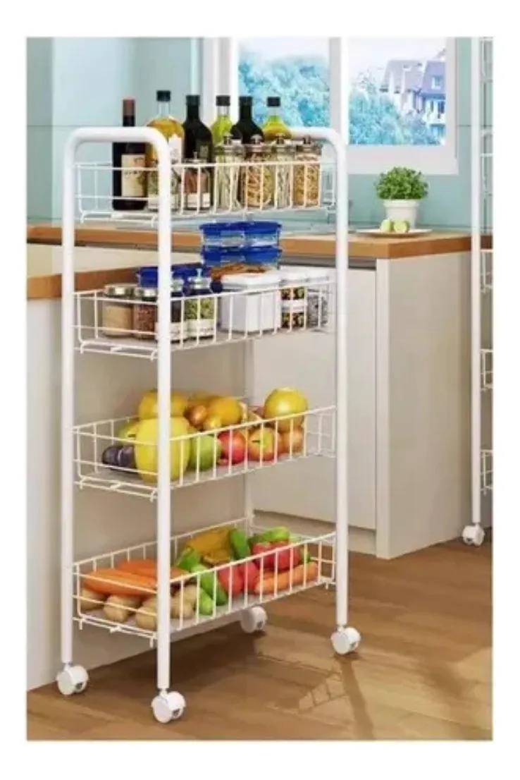 CARRITO ORGANIZADOR DE VERDURAS Y FRUTAS CON 4 ESTANTES Y RUEDAS - 3