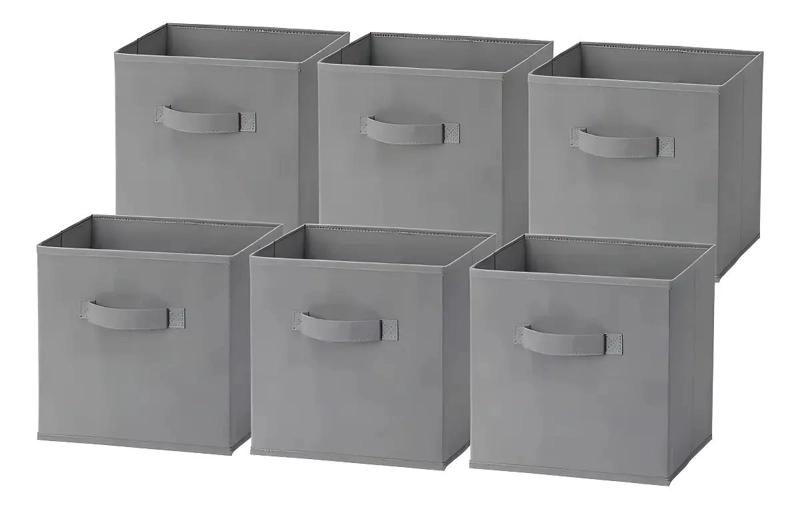 PACK DE 6 CAJAS ORGANIZADORAS PLEGABLES PARA CLOSET EN TELA GRIS - 1