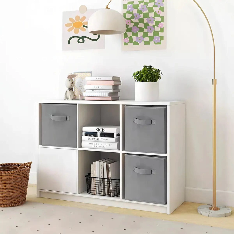 PACK DE 6 CAJAS ORGANIZADORAS PLEGABLES PARA CLOSET EN TELA GRIS - 2