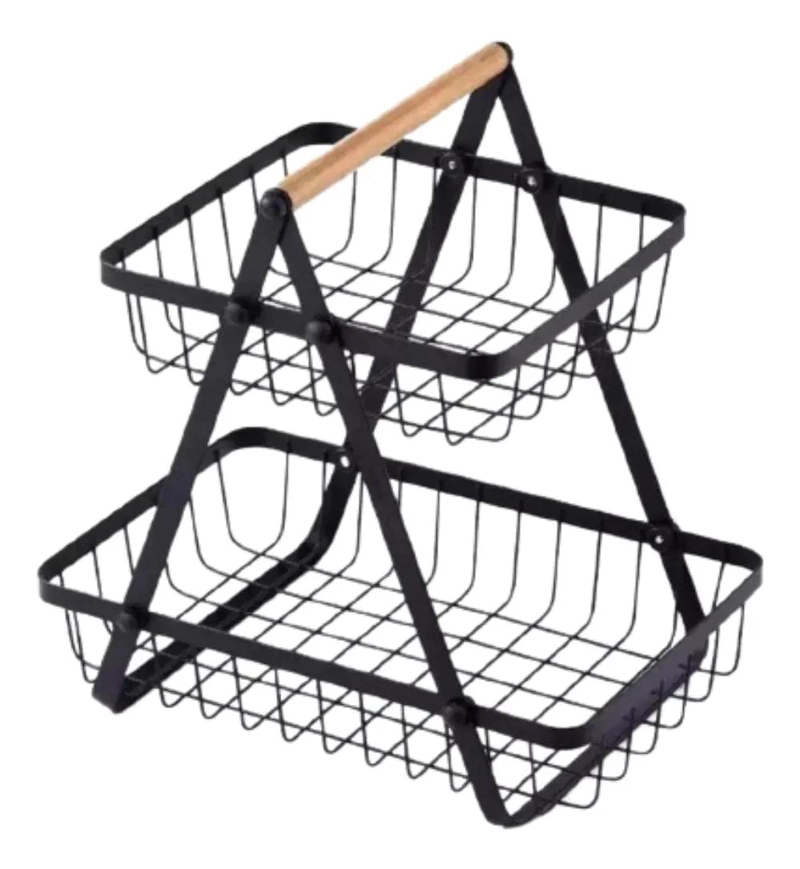 FRUTERO ORGANIZADOR DE COCINA DE DOS NIVELES EN COLOR NEGRO - 2