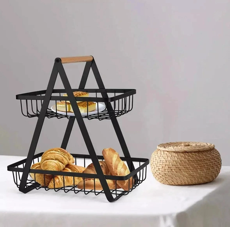 FRUTERO ORGANIZADOR DE COCINA DE DOS NIVELES EN COLOR NEGRO - 4