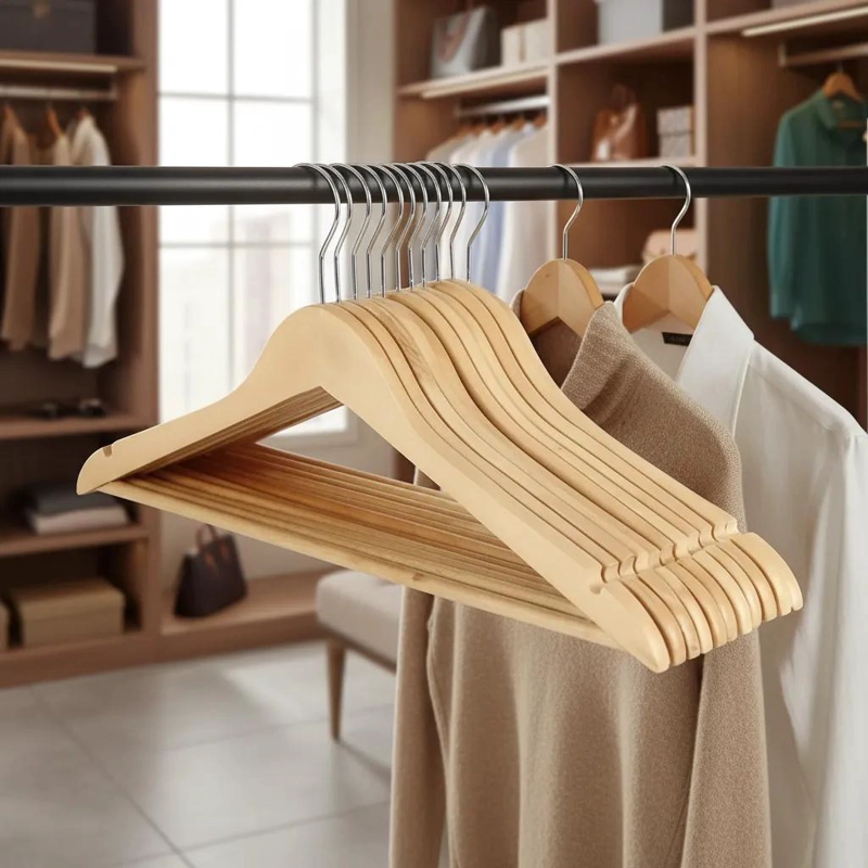 SET DE 8 COLGADORES DE MADERA PARA ROPA - 7