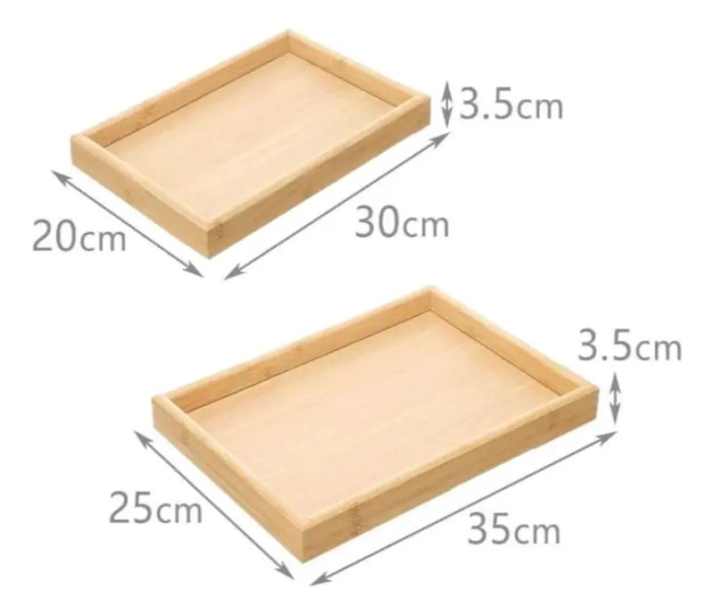 JUEGO DE 2 BANDEJAS DE BAMBU PARA ORGANIZACION Y DECORACION - 1