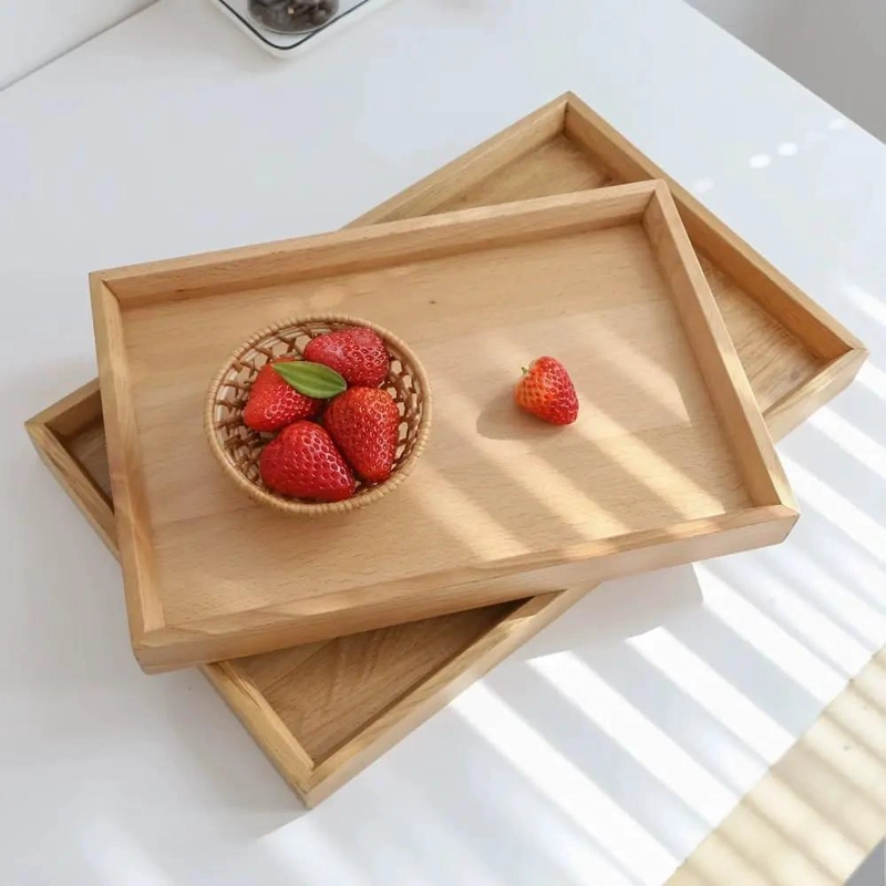 JUEGO DE 2 BANDEJAS DE BAMBU PARA ORGANIZACION Y DECORACION - 2
