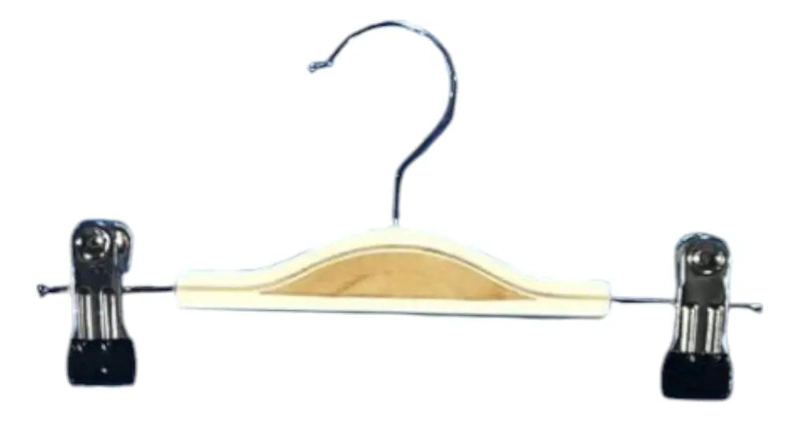 PACK DE 10 COLGADORES DE MADERA CON PINZAS DE METAL PARA ROPA - 1