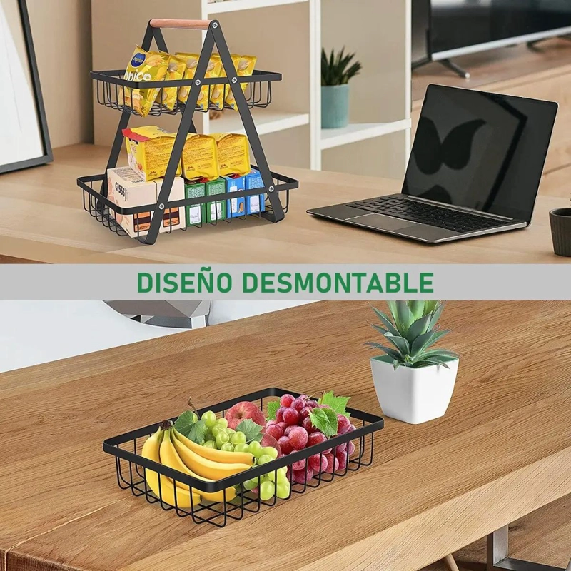 ORGANIZADOR MULTIUSO DE METAL PARA COCINA CON 2 NIVELES - 10