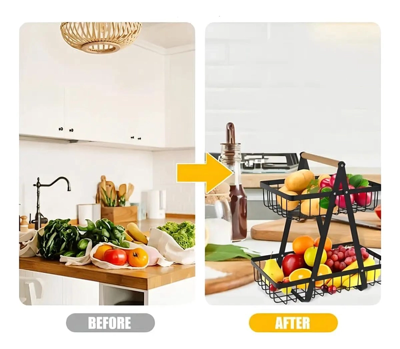 ORGANIZADOR MULTIUSO DE METAL PARA COCINA CON 2 NIVELES - 7