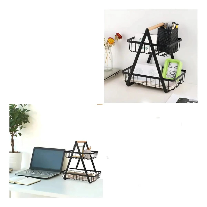 ORGANIZADOR MULTIUSO DE METAL PARA COCINA CON 2 NIVELES - 8