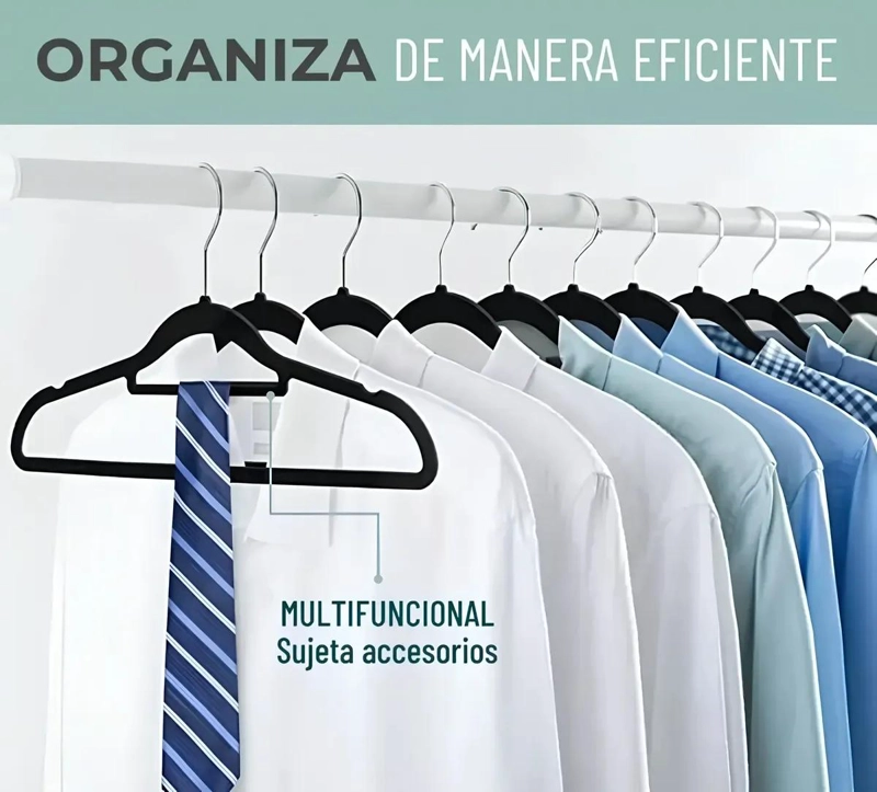 PACK DE 20 PERCHAS DE TERCIOPELO ANTIDESLIZANTE PARA ROPA - 2
