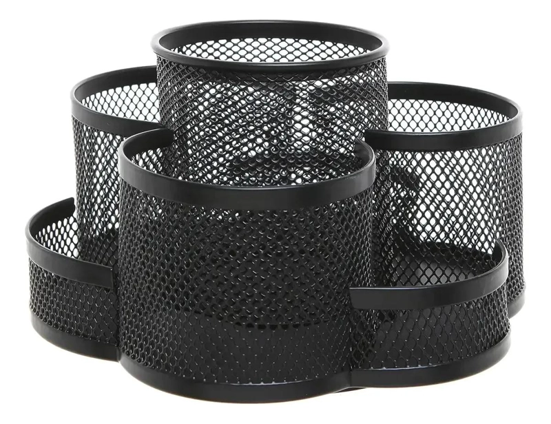 ORGANIZADOR DE ESCRITORIO METALICO GIRATORIO NEGRO PARA OFICINA - 5