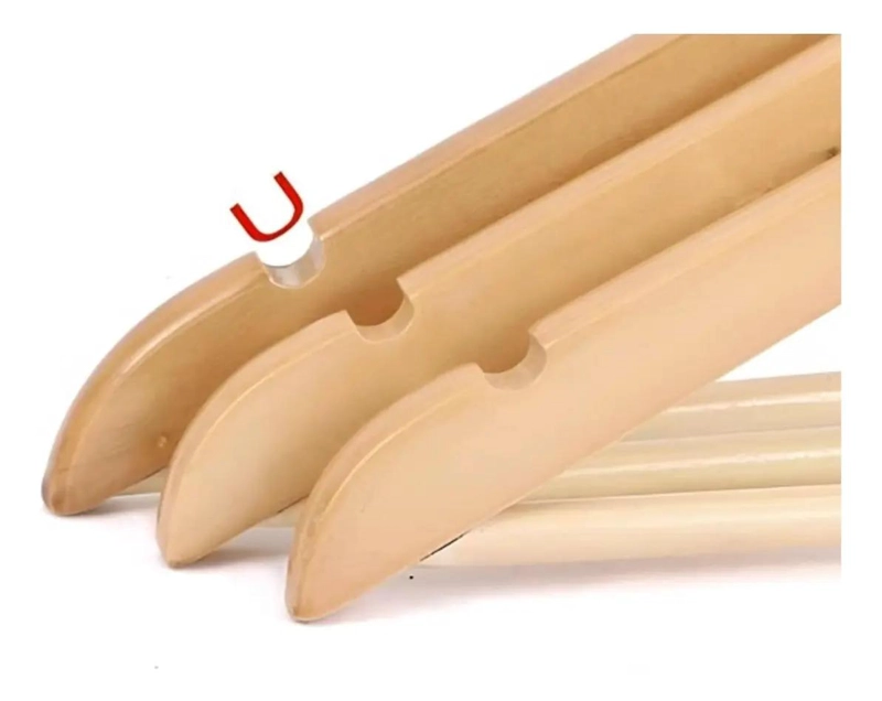GANCHOS ORGANIZADOR DE MADERA NATURAL PARA ROPA ADULTO PACK 10 UNIDADES - 3