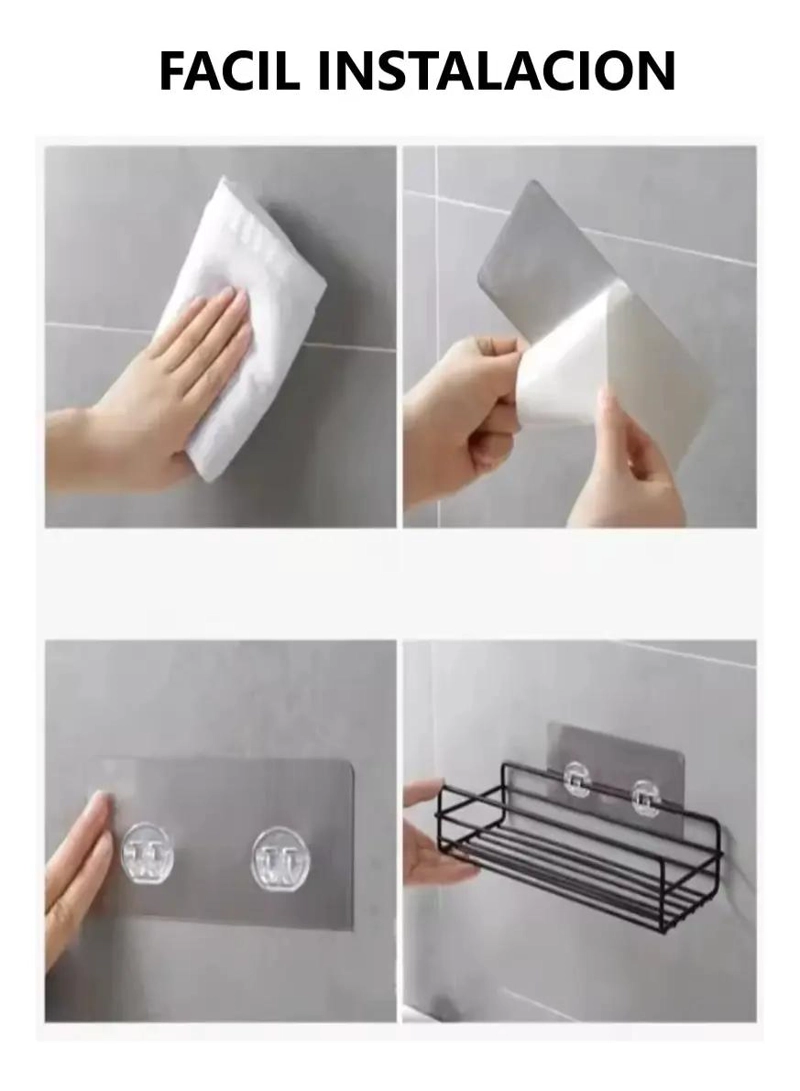 ESTANTE ORGANIZADOR METALICO AUTOADHESIVO PARA BAÑO Y COCINA - 7