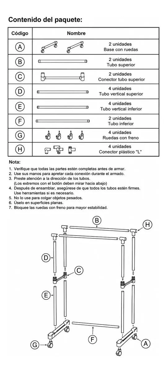 PERCHERO COLGADOR DOBLE BARRA AJUSTABLE CON RUEDAS PARA ROPA - 4