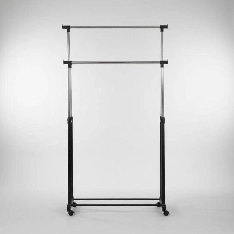 PERCHERO COLGADOR DOBLE BARRA AJUSTABLE CON RUEDAS PARA ROPA - 5