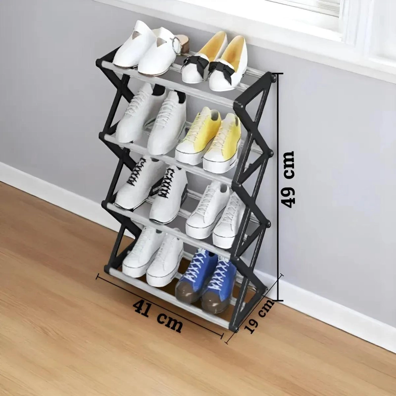 ESTANTE ORGANIZADOR MULTIFUNCIONAL FORMA X COLOR GRIS PARA CALZADO - 3