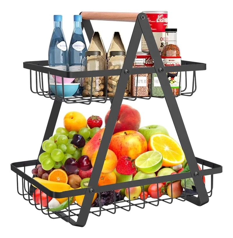CESTA ORGANIZADOR MULTIUSO PARA FRUTAS Y VERDURAS EN DOS NIVELES - 1