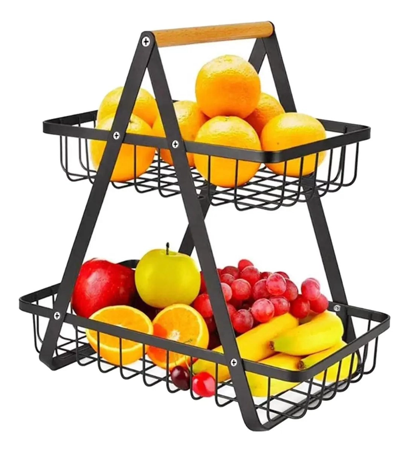 CESTA ORGANIZADOR MULTIUSO PARA FRUTAS Y VERDURAS EN DOS NIVELES - 10