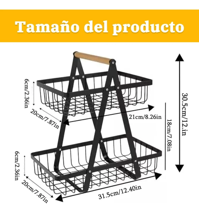 CESTA ORGANIZADOR MULTIUSO PARA FRUTAS Y VERDURAS EN DOS NIVELES - 3
