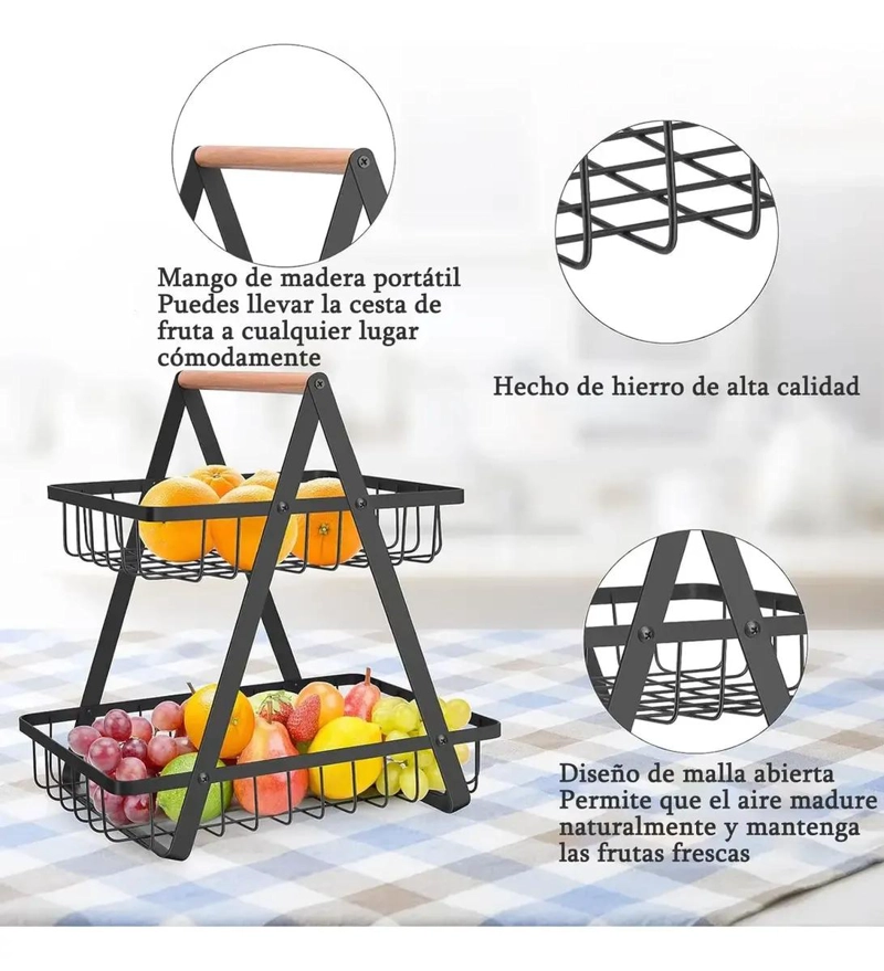 CESTA ORGANIZADOR MULTIUSO PARA FRUTAS Y VERDURAS EN DOS NIVELES - 4