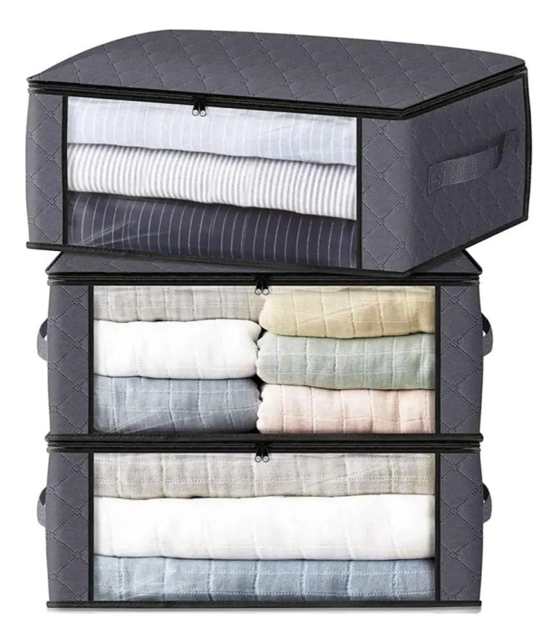 JUEGO DE 3 ORGANIZADORES PLEGABLES PARA ALMACENAMIENTO DE ROPA - 1