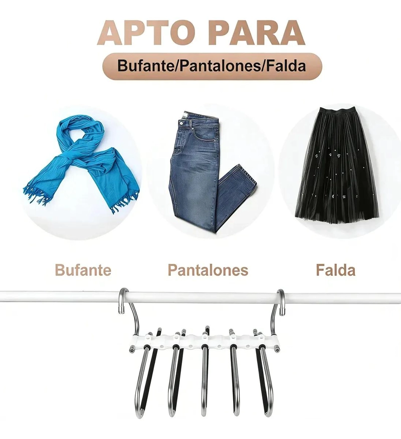 PERCHAS AHORRA ESPACIO PARA PANTALONES Y ROPA VARIADA - 5