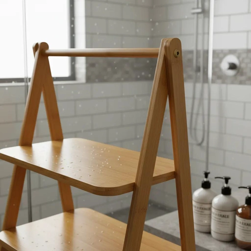 REPISA ORGANIZADOR DE BAMBU DE DOS NIVELES CON ASA PRACTICA - 6