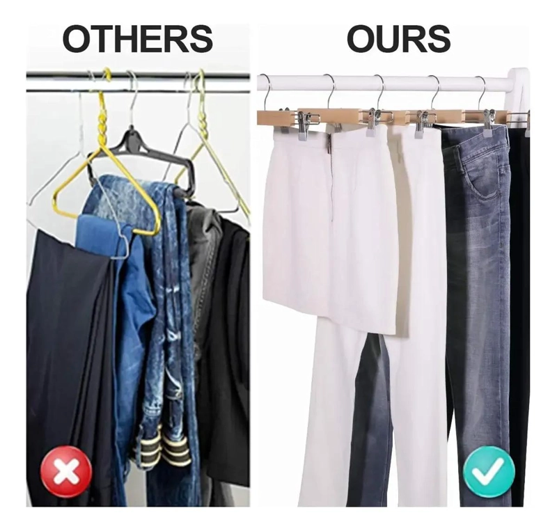 COLGADORES DE PANTALONES DE MADERA Y METAL PARA ORGANIZAR - 2