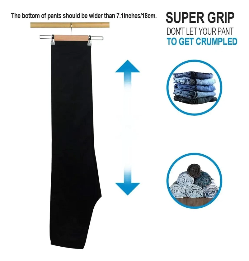 COLGADORES DE PANTALONES DE MADERA Y METAL PARA ORGANIZAR - 3