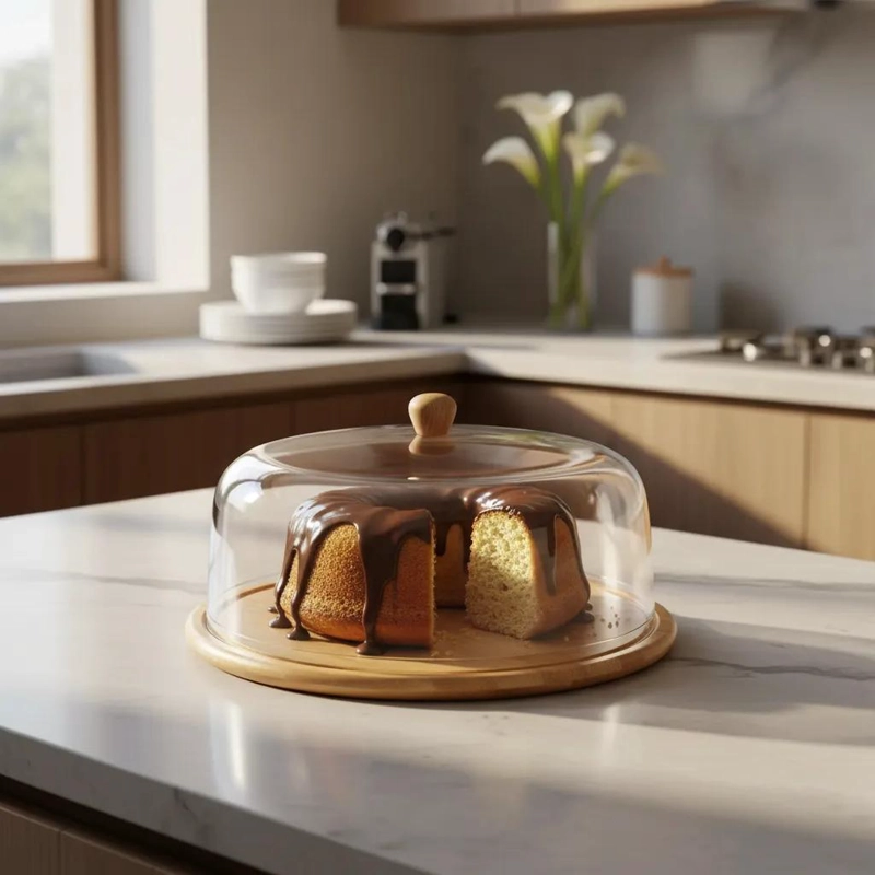 TORTERA ORGANIZADOR DE COCINA 30CM CON TAPA DE BAMBU - 1