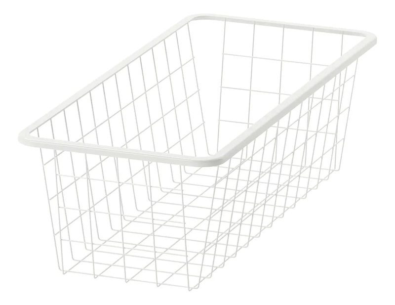 CANASTO ORGANIZADOR DE REJILLA DE METAL BLANCO 25X51X15 CM - 1