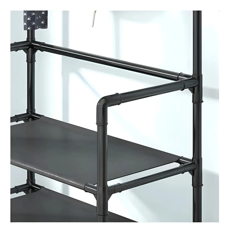 ORGANIZADOR MULTIFUNCIONAL COLGADOR Y ZAPATERO COLOR NEGRO - 7