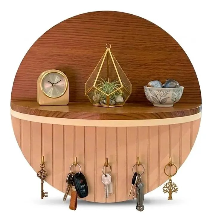 REPISA ORGANIZADOR DE PARED PARA LLAVES Y DOCUMENTOS EN MADERA - 1