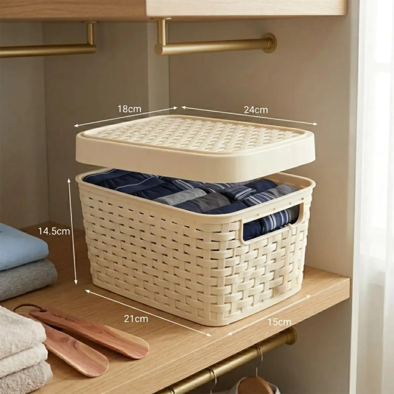 CAJA ORGANIZADORA PLASTICA MULTIUSO ESTILO RATAN 4.5 LITROS - 2