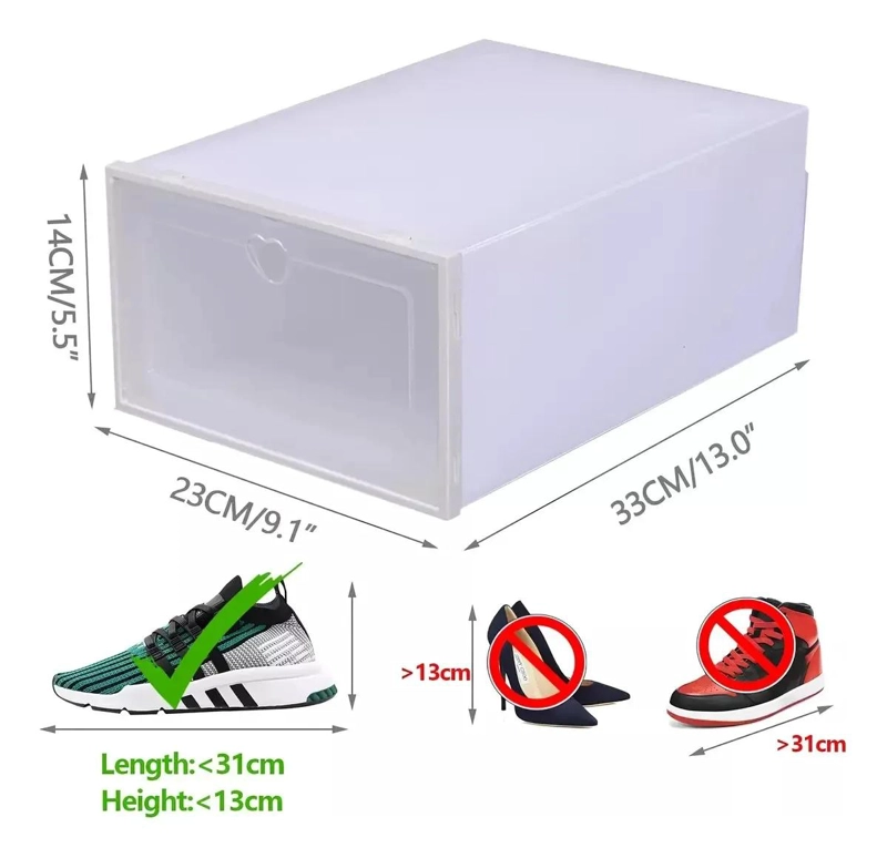PACK DE 6 ORGANIZADORES DE ZAPATOS TRANSPARENTES PARA ALMACENAMIENTO - 6