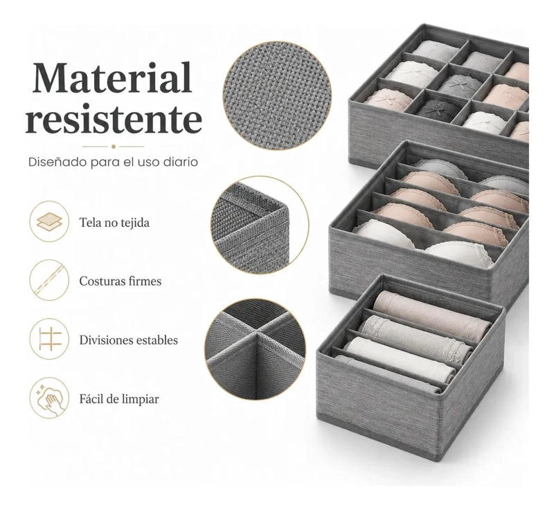 SET DE 3 ORGANIZADORES PARA ROPA INTERIOR Y ACCESORIOS - 5