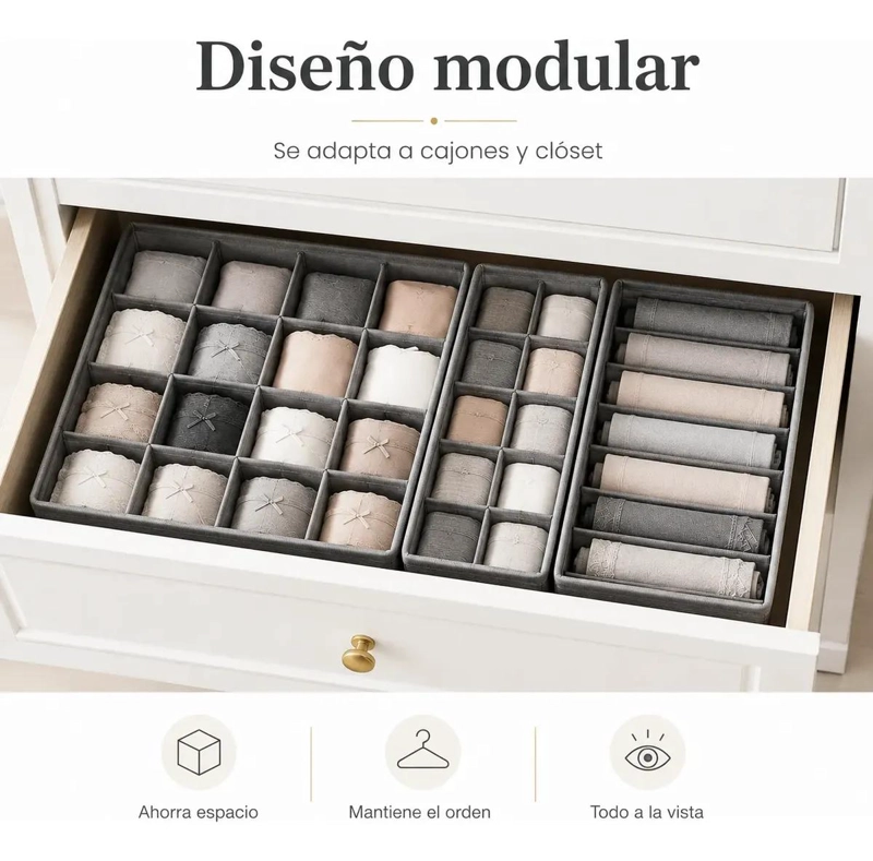 SET DE 3 ORGANIZADORES PARA ROPA INTERIOR Y ACCESORIOS - 6