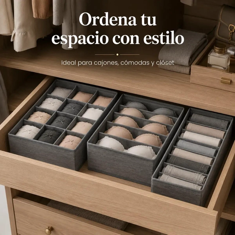 SET DE 3 ORGANIZADORES PARA ROPA INTERIOR Y ACCESORIOS - 8