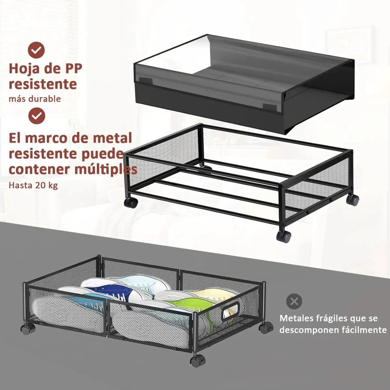 CONTENEDOR DE ALMACENAMIENTO BAJO CAMA CON RUEDAS 60X42CM - 3