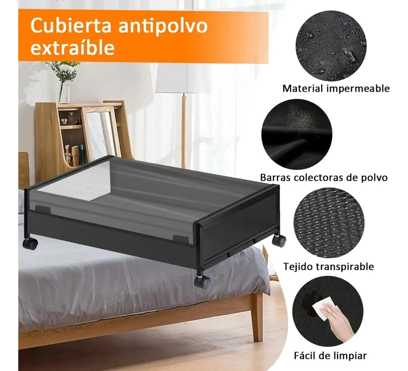 CONTENEDOR DE ALMACENAMIENTO BAJO CAMA CON RUEDAS 60X42CM - 4