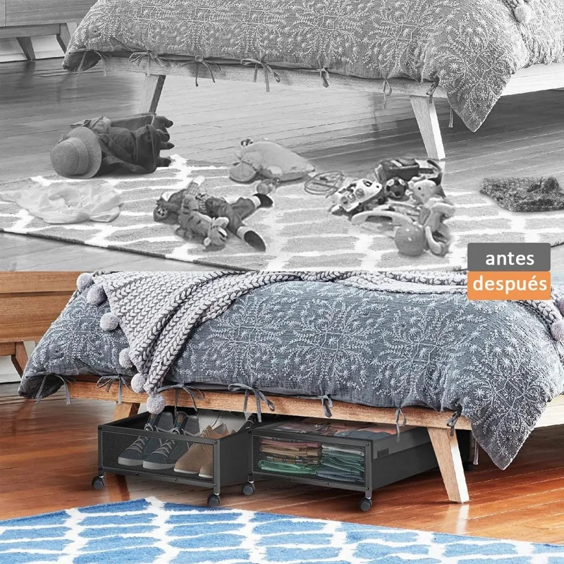 CONTENEDOR DE ALMACENAMIENTO BAJO CAMA CON RUEDAS 60X42CM - 6