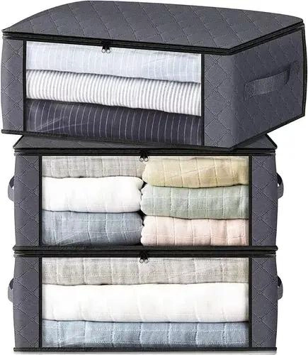 PACK DE 3 ORGANIZADORES DE ALMACENAMIENTO DE ROPA GRIS - 2