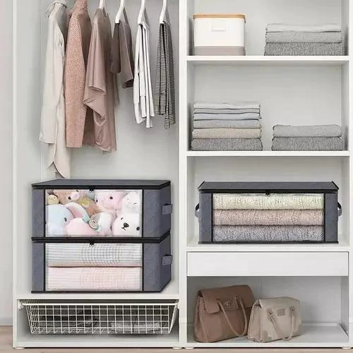 PACK DE 3 ORGANIZADORES DE ALMACENAMIENTO DE ROPA GRIS - 4