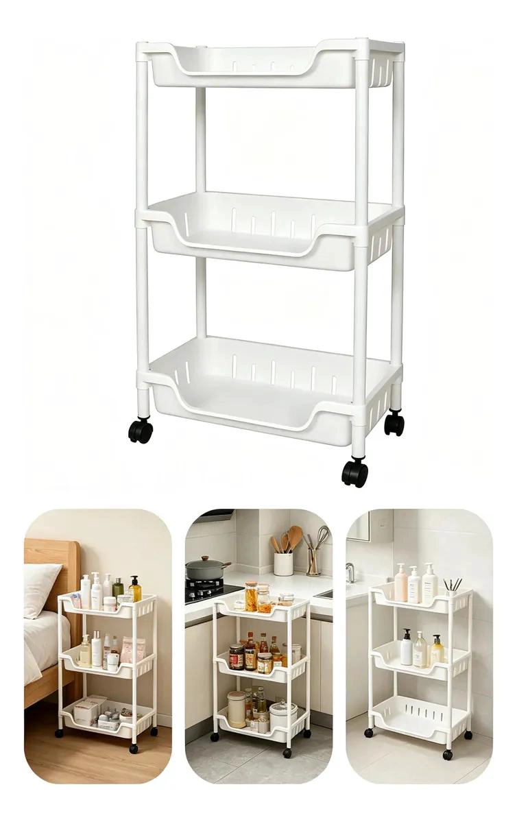 CARRO MOVIL DE 3 ESTANTES PARA ALMACENAJE EN COCINA Y BAÑO - 1